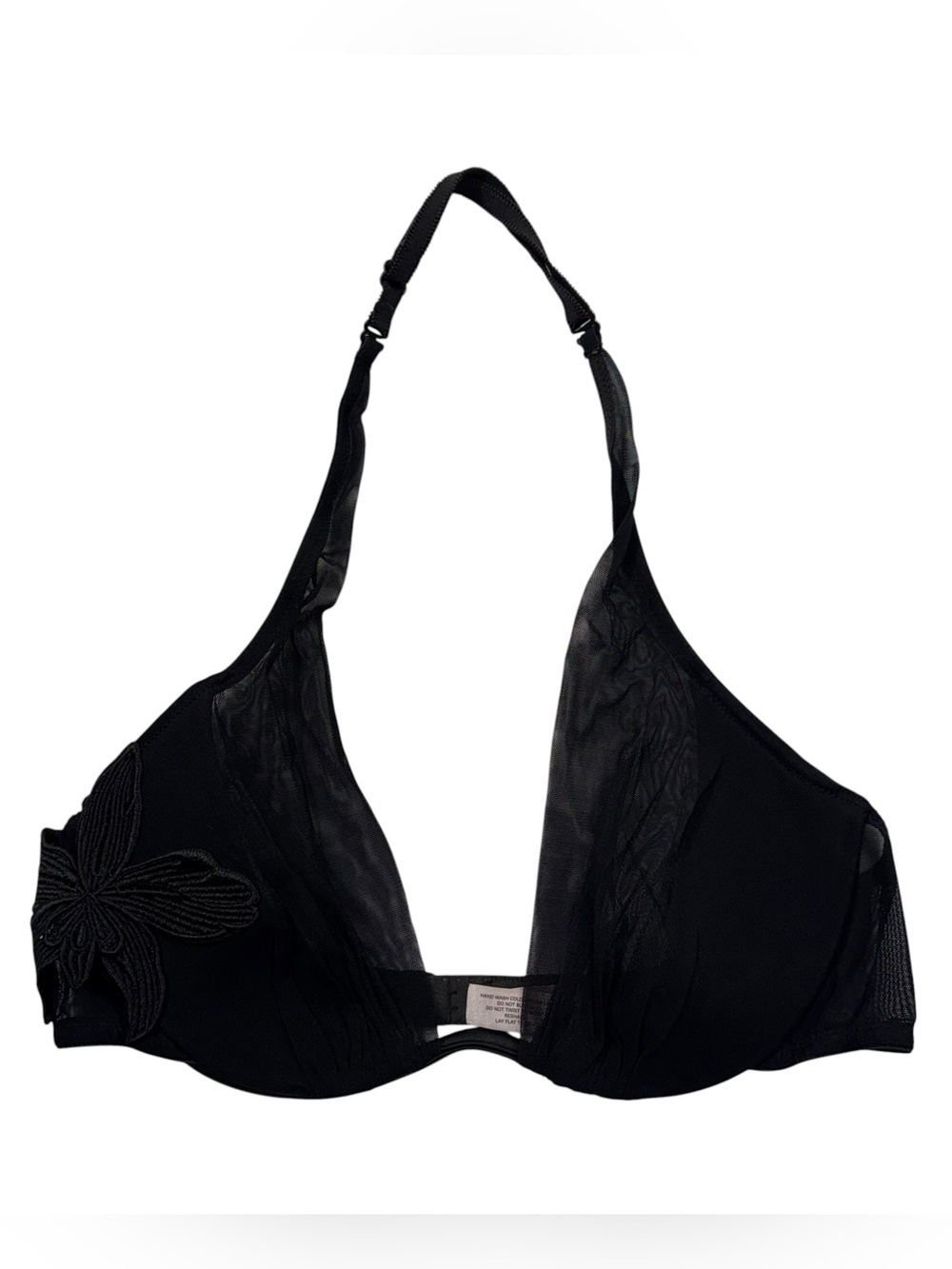 Victoria's Secret Very Sexy Vintage Y2K Black Mesh Sheer Balconette Flower Bra